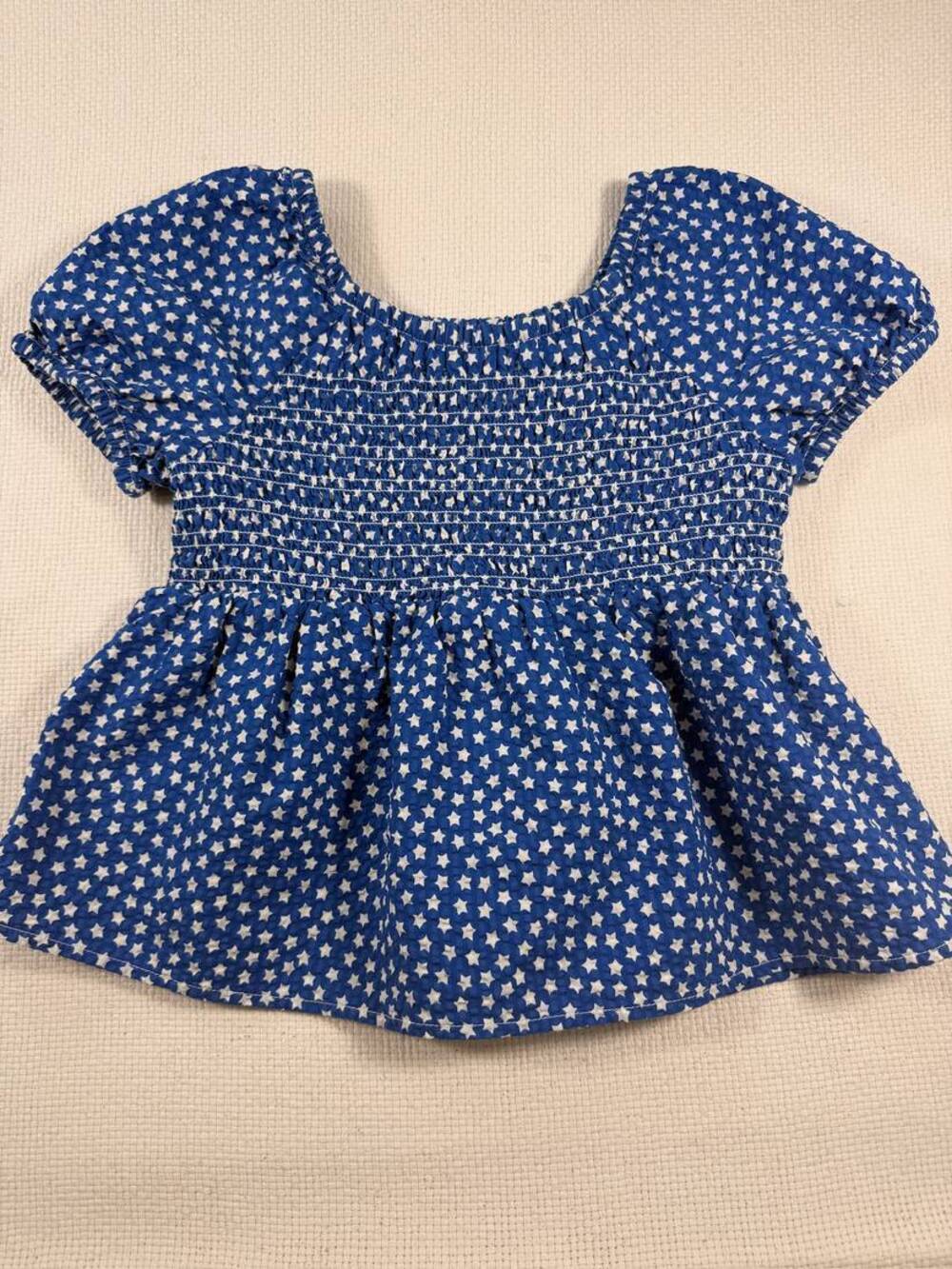 Cat & Jack Blue Star Print Smocked Dress Girls Size S (6/7)